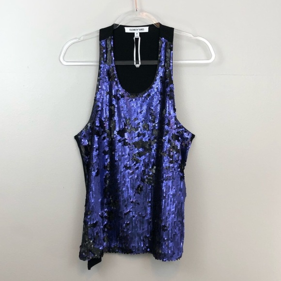 Elizabeth and James Tops - Elizabeth and James Blue and Black Sequin Tank Top